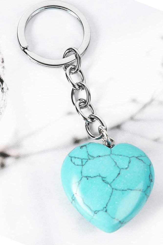 Sertifikalı Turkuaz Taşı Doğal Taş Anahtarlık