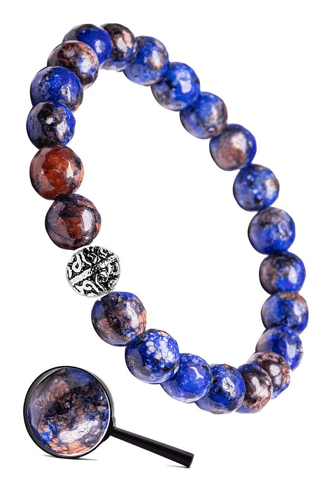 Sertifikalı Gümüş Aparatlı Fasetli Doğal Azurit Taşı Bileklik