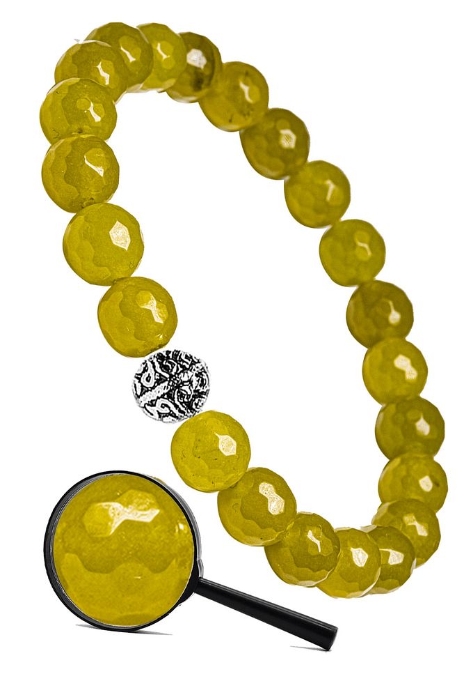 Sertifikalı Gümüş Aparatlı Fasetli Doğal Olivin Akik Taşı Bileklik