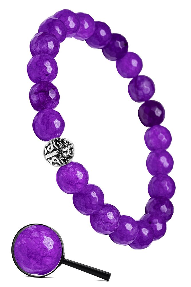 Sertifikalı Gümüş Aparatlı Doğal Mor Akik Taşı Bileklik