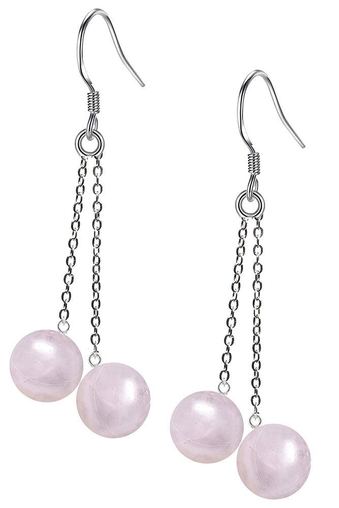 Sertifikalı Doğal Açık Pembe Kuvars Taşı Gümüş Küpe