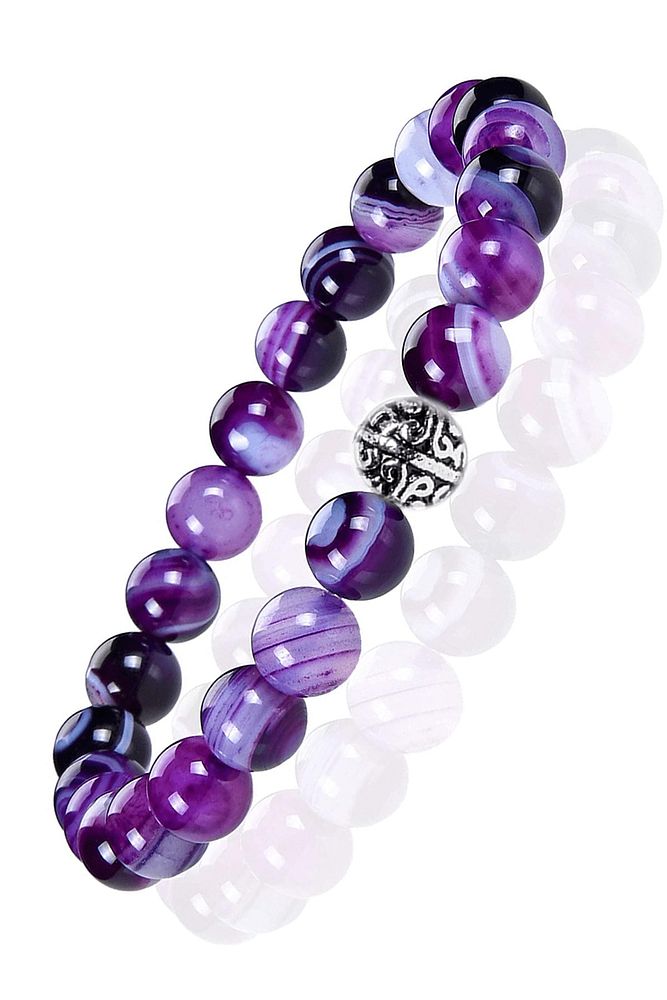 Sertifikalı Gümüş Aparatlı Doğal Mor Akik Taşı Bileklik