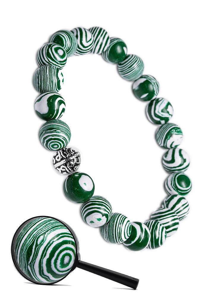 Sertifikalı Gümüş Aparatlı Doğal Yeşil Malahit Taşı Bileklik