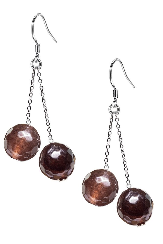 Sertifikalı Fasetli Doğal Dumanlı Kuvars Taşı Gümüş Küpe