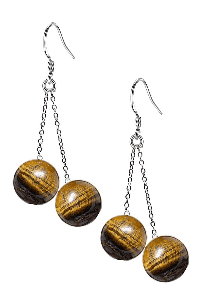 Sertifikalı Doğal Kaplan Gözü Taşı Gümüş Küpe