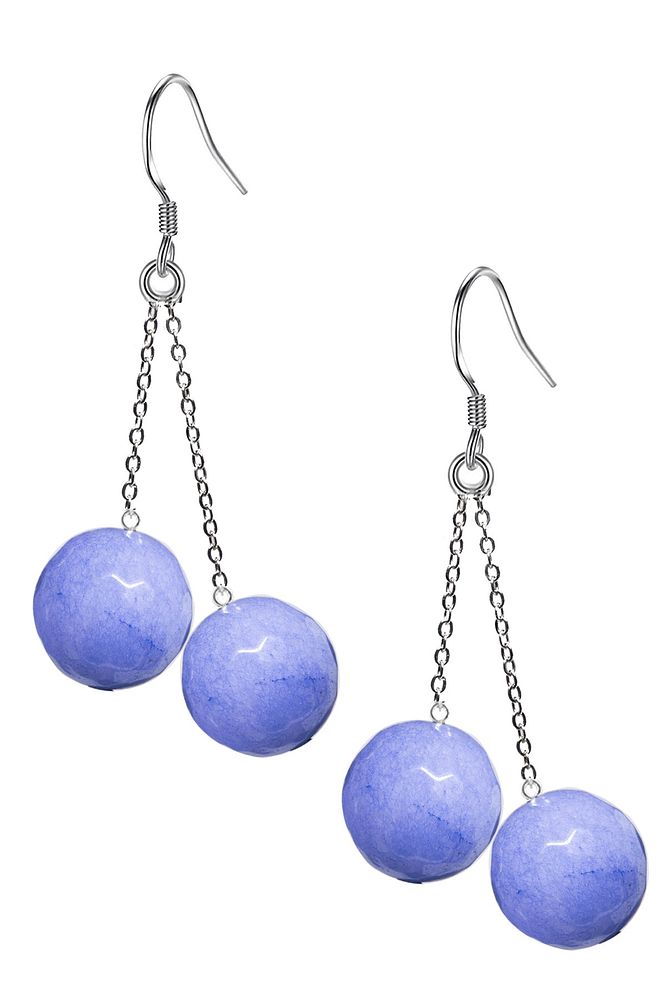 Sertifikalı Fasetli Doğal Kalsedon Taşı Gümüş Küpe