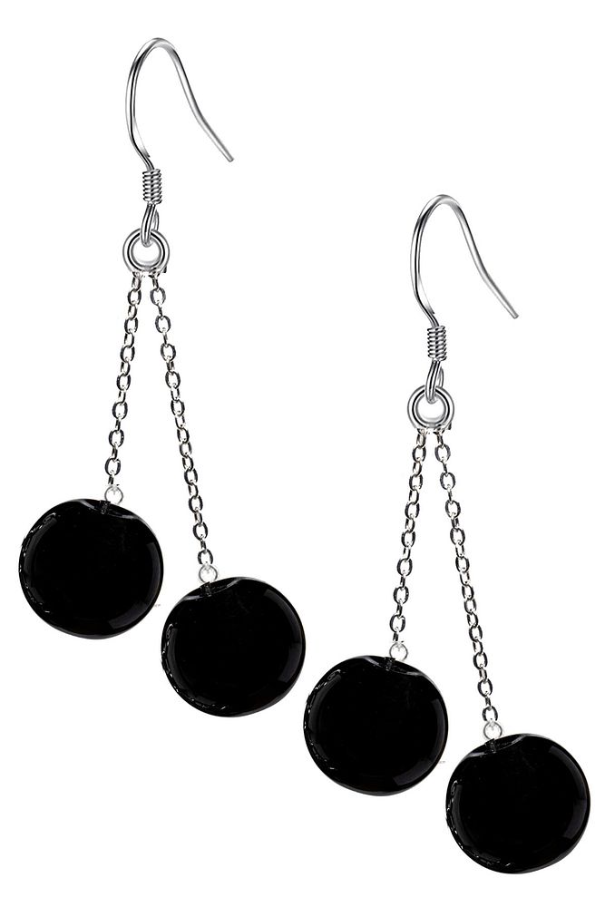 Sertifikalı Doğal Siyah Obsidyen Taşı Gümüş Küpe