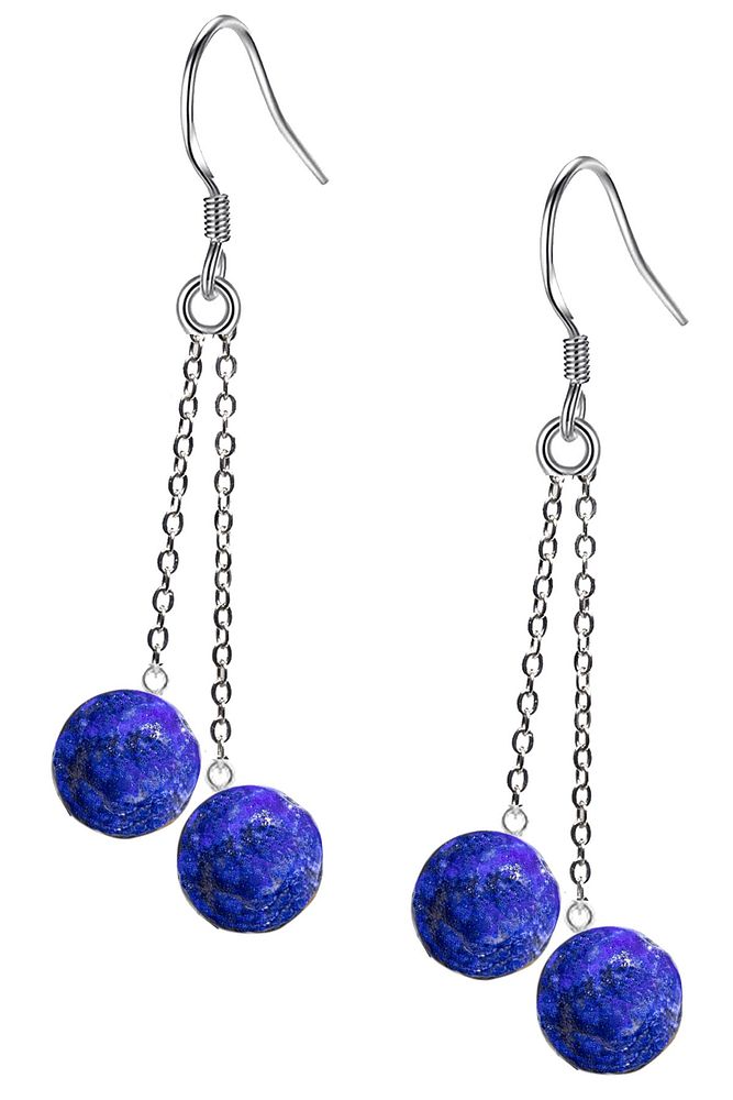 Sertifikalı Doğal Lapis Lazuli Taşı Gümüş Küpe