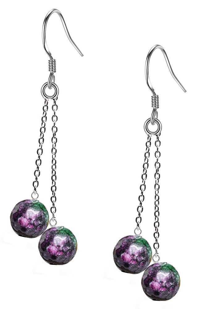 Sertifikalı Doğal Ruby Yakutlu Zoisite Anyolit Taşı Gümüş Küpe