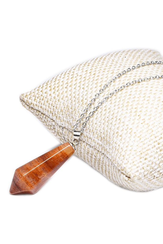 Sertifikalı Gümüş Aparatlı Doğal Turuncu Akik Taşı Kolye