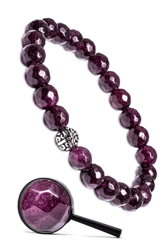 Sertifikalı Gümüş Aparatlı Fasetli Doğal Lal Granat Garnet Taşı Bileklik