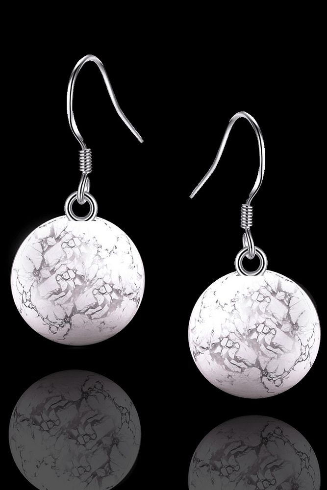 Sertifikalı Doğal Havlit Taşı Gümüş Küpe