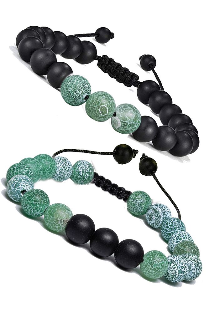 Sertifikalı Doğal Yeşil Akik Oniks Doğal Taş Bileklik Seti