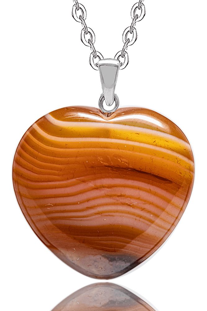 Sertifikalı A Kalite Kalp Doğal Turuncu Akik Taşı Kolye