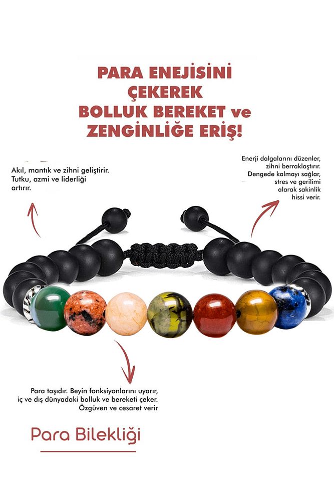 Sertifikalı Bereket Bilekliği Yeşim Mercan Kalsit Akik Kaplan Gözü Lapis Lazuli Doğal Taş Bileklik