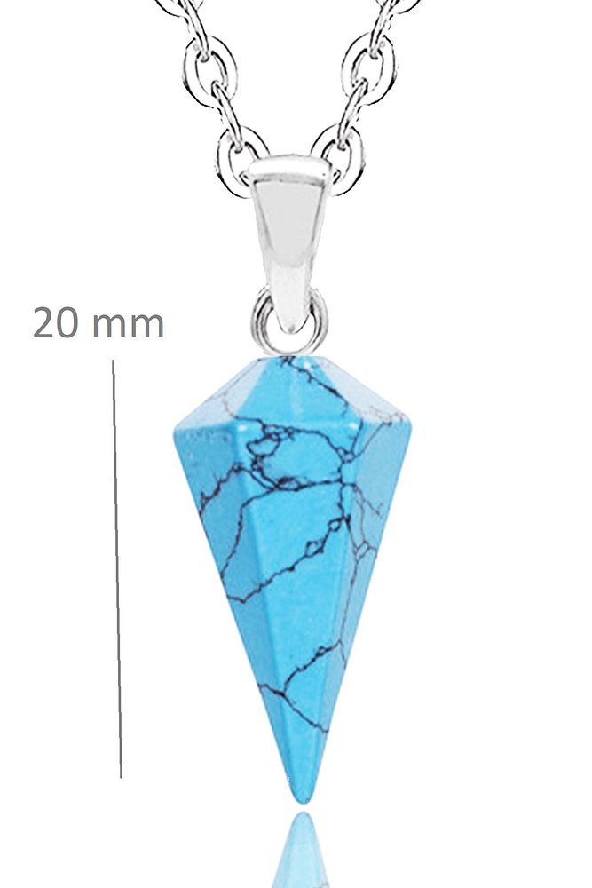 Sertifikalı Doğal Turkuaz Taşı Doğal Taş Pandül Kolye