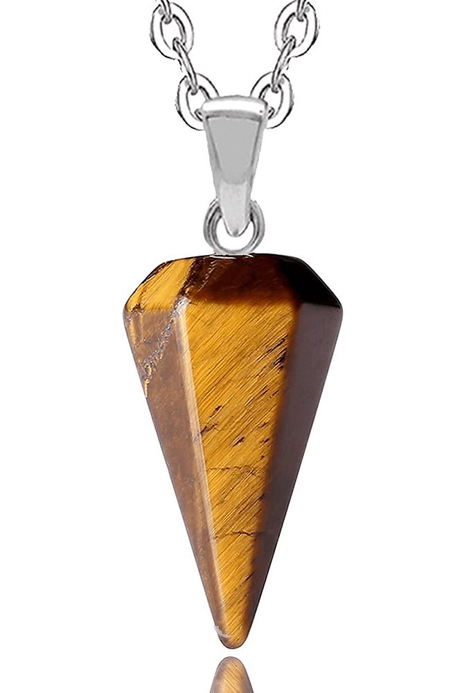 Sertifikalı Doğal Kaplan Gözü Taşı Doğal Taş Pandül Kolye