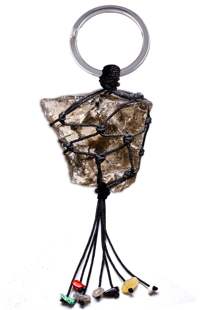 Sertifikalı Doğal Dumanlı Kuvars Taşı Doğal Taş Anahtarlık