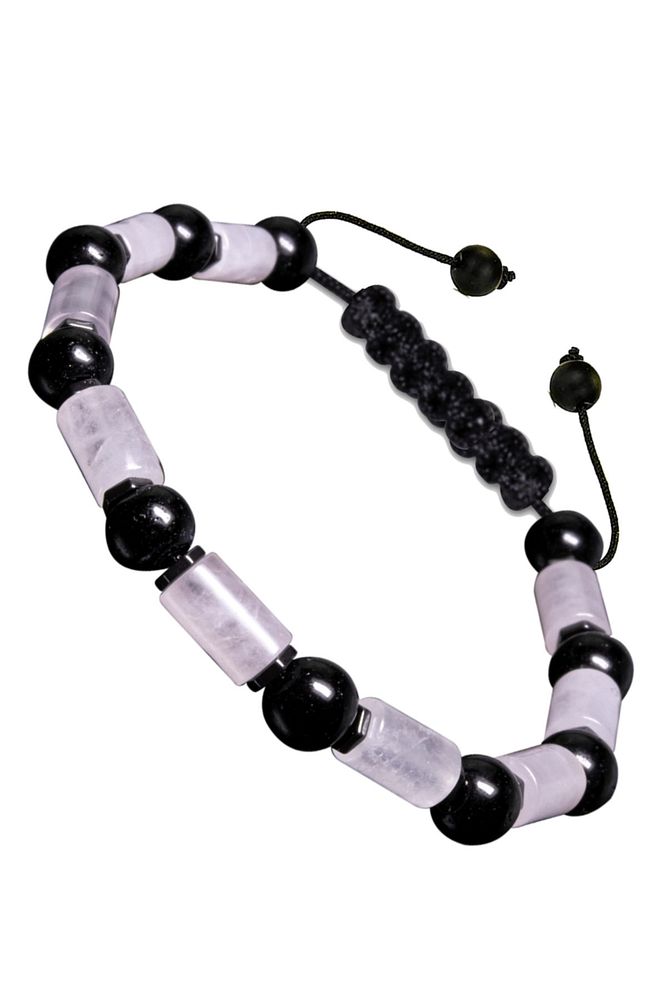 Sertifikalı Yüksek Kalite Doğal Pembe Kuvars Hematit Oniks Taşı Bileklik