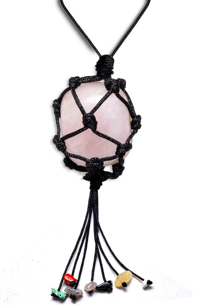 Sertifikalı Ayarlanabilir Doğal Pembe Kuvars Taşı 7 Çakra Kolye