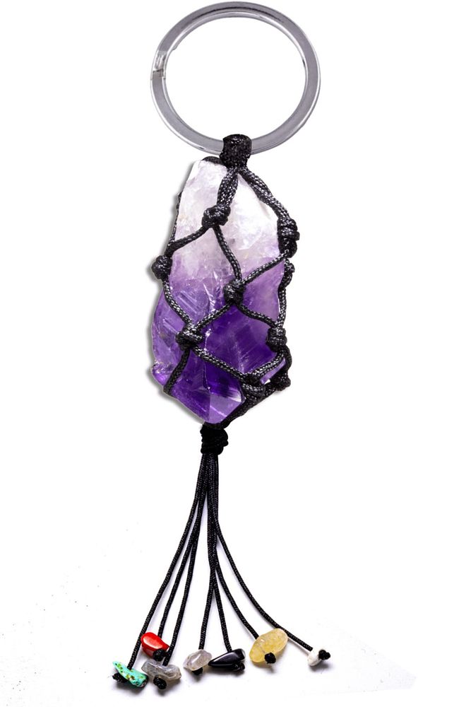 Sertifikalı Doğal Ametist Taşı Doğal Taş Anahtarlık