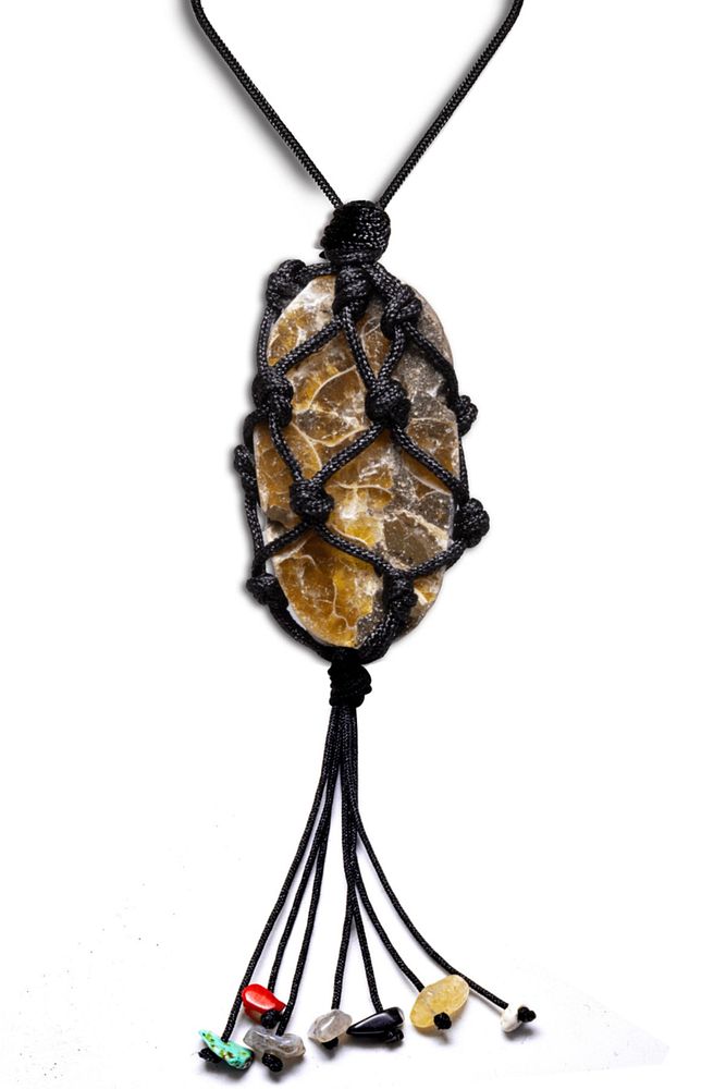 Sertifikalı Ayarlanabilir Doğal Ammonit Fosili Doğal Taş 7 Çakra Kolye