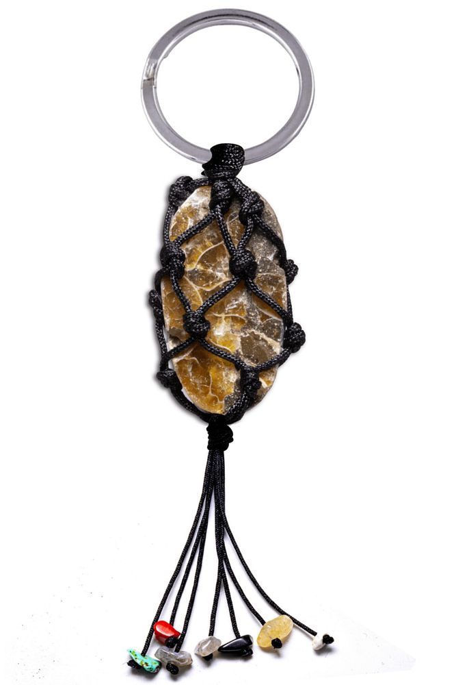 Sertifikalı Doğal Ammonit Fosili Doğal Taş Anahtarlık
