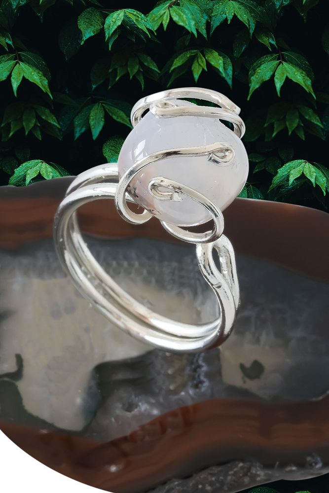 Sertifikalı Gümüş Rokoko Model Gri Siyah Akik Taşı Yüzük - Ayarlamalı