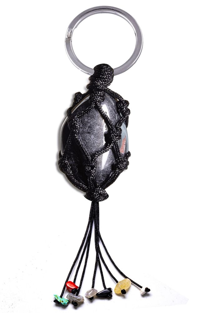 Sertifikalı Orijinal Terahertz Titreşim Taşı 7 Çakra Doğal Taş Anahtarlık