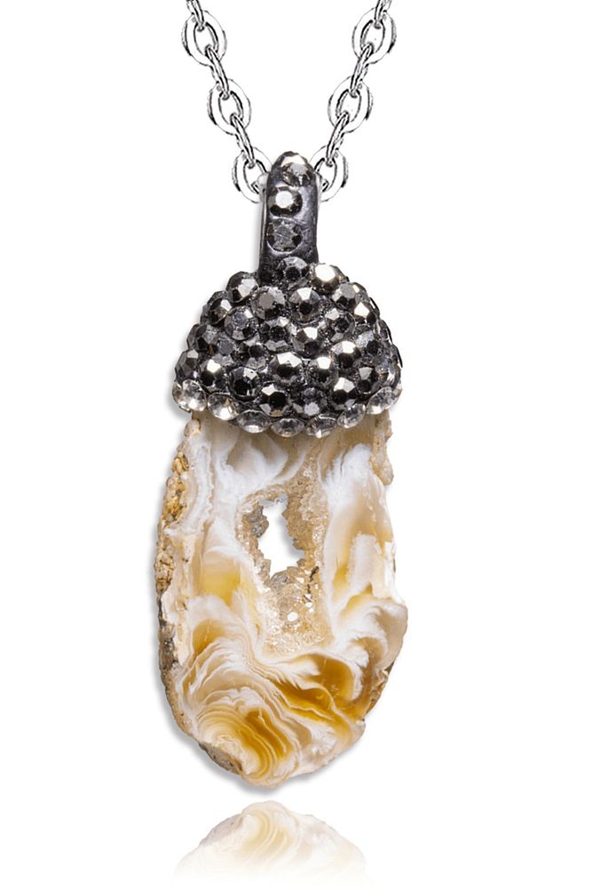 Sertifikalı Yüksek Kalite Doğal Druze Dilim Akik Taşı Kolye