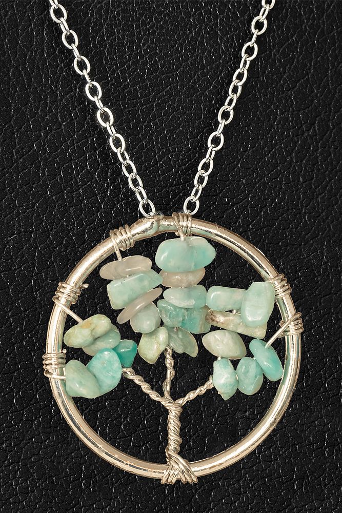 Sertifikalı Amazonit Taşı Hayat Ağacı Kolye