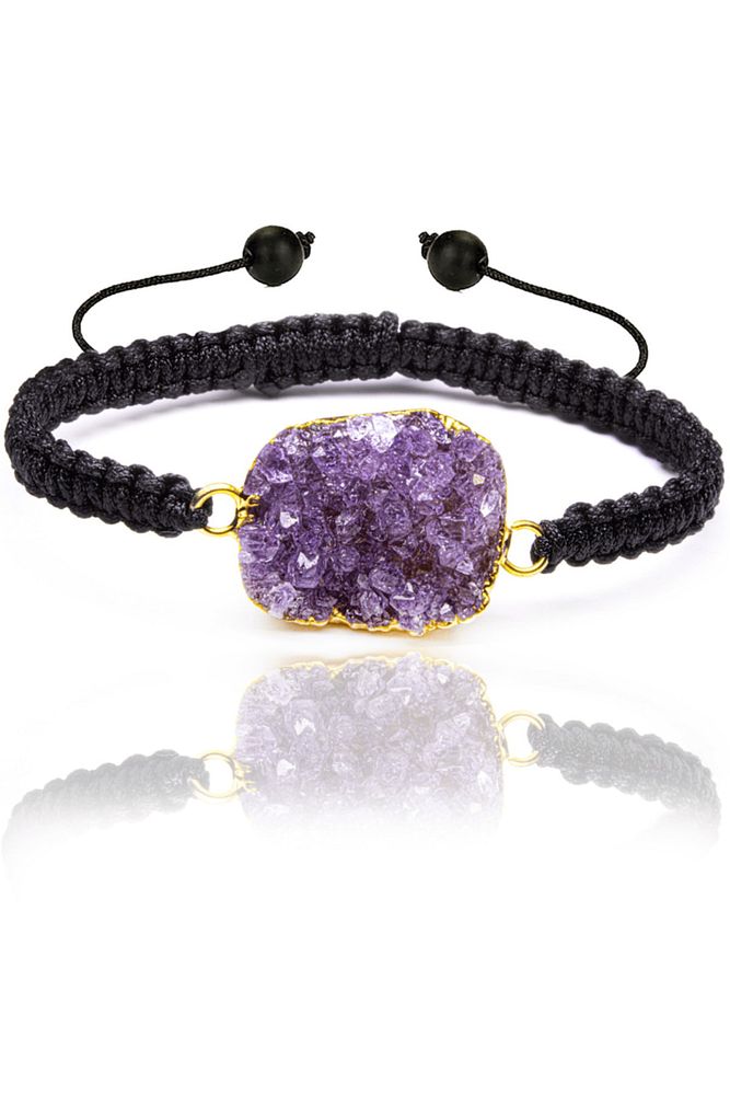 Sertifikalı Yüksek Kalite Doğal Druze Ametist Taşı Bileklik