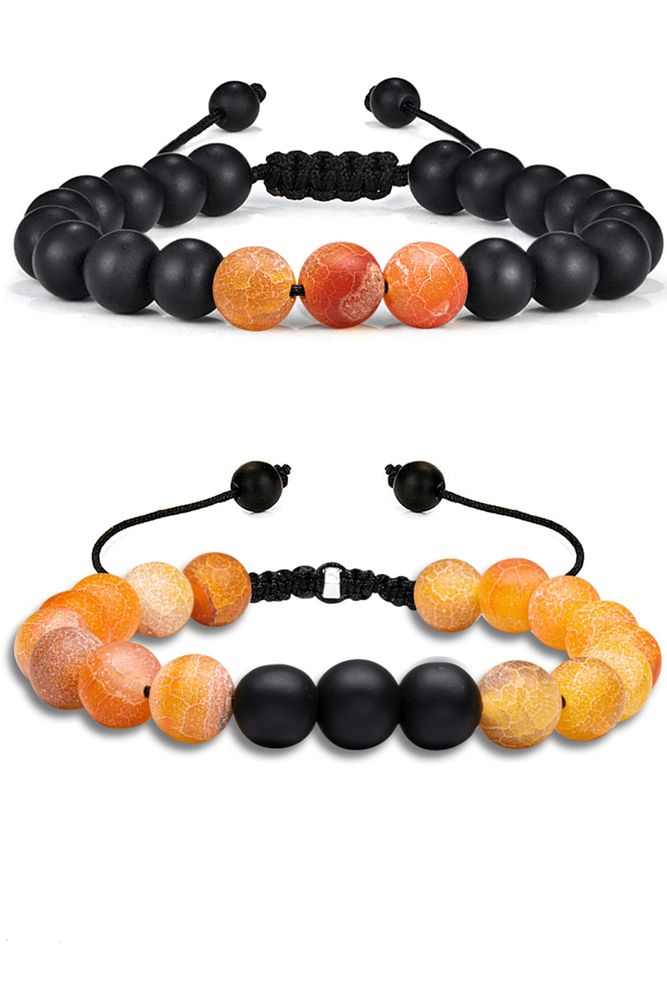 Sertifikalı Doğal Turuncu Akik Oniks Taşı Doğal Taş Bileklik Seti