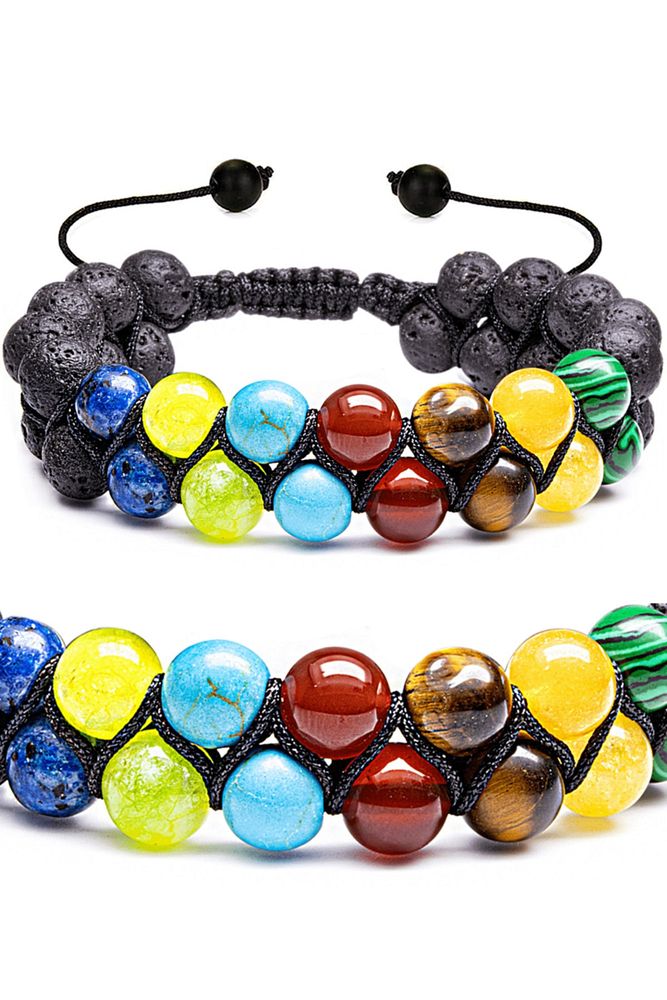 Sertifikalı Doğal Lapis Yeşim Firuze Akik Kaplan Göz Malahit Lav Taşı 7 Çakra Bileklik