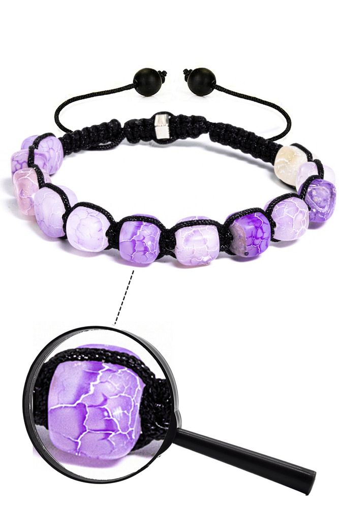 Sertifikalı Yüksek Kalite Doğal Mor Akik Taşı Bileklik
