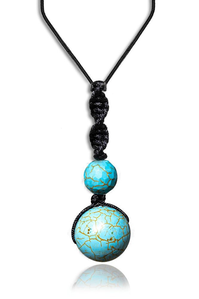 Sertifikalı Ayarlanabilir Doğal Firuze Turkuaz Taşı Kolye