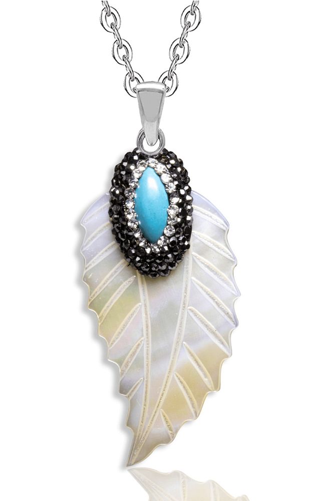 Sertifikalı Firuze Zirkon Doğal Sedef Taşı Kolye