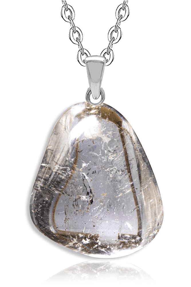 Sertifikalı Ham Şekilsiz Doğal Şeffaf Kristal Kuvars Taşı Kolye