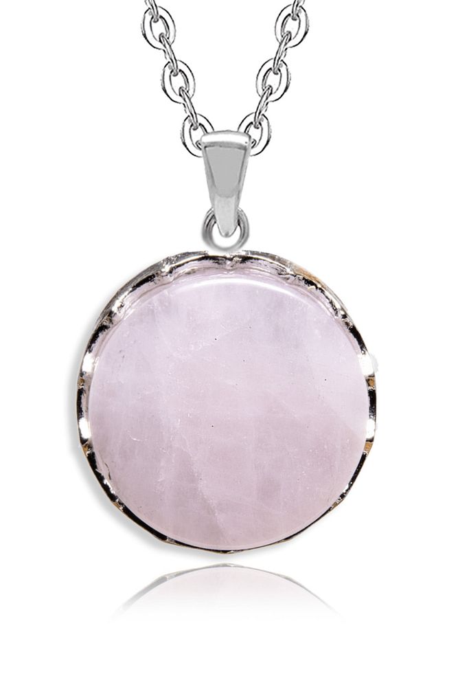 Sertifikalı Yüksek Kalite Ham Doğal Pembe Kuvars Taşı Kolye