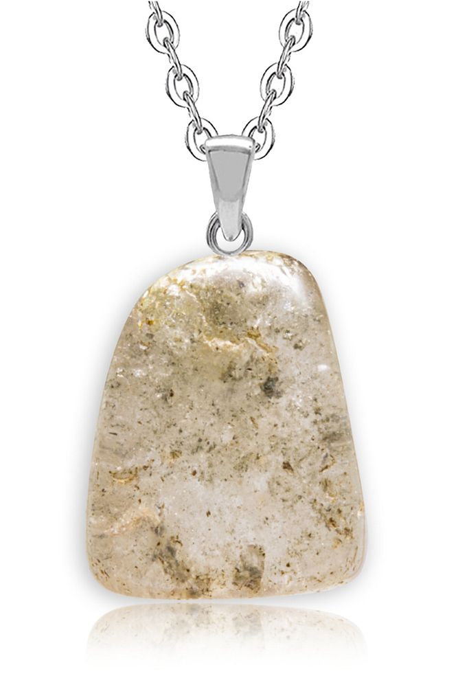 Sertifikalı Ham Fosilli Doğal Rutil Kuvars Taşı Kolye