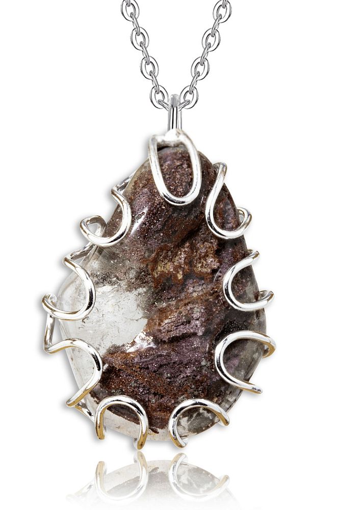 Sertifikalı El Örmesi Toprak Fosilli Doğal Kristal Kuvars Taşı Doğal Taş Kolye