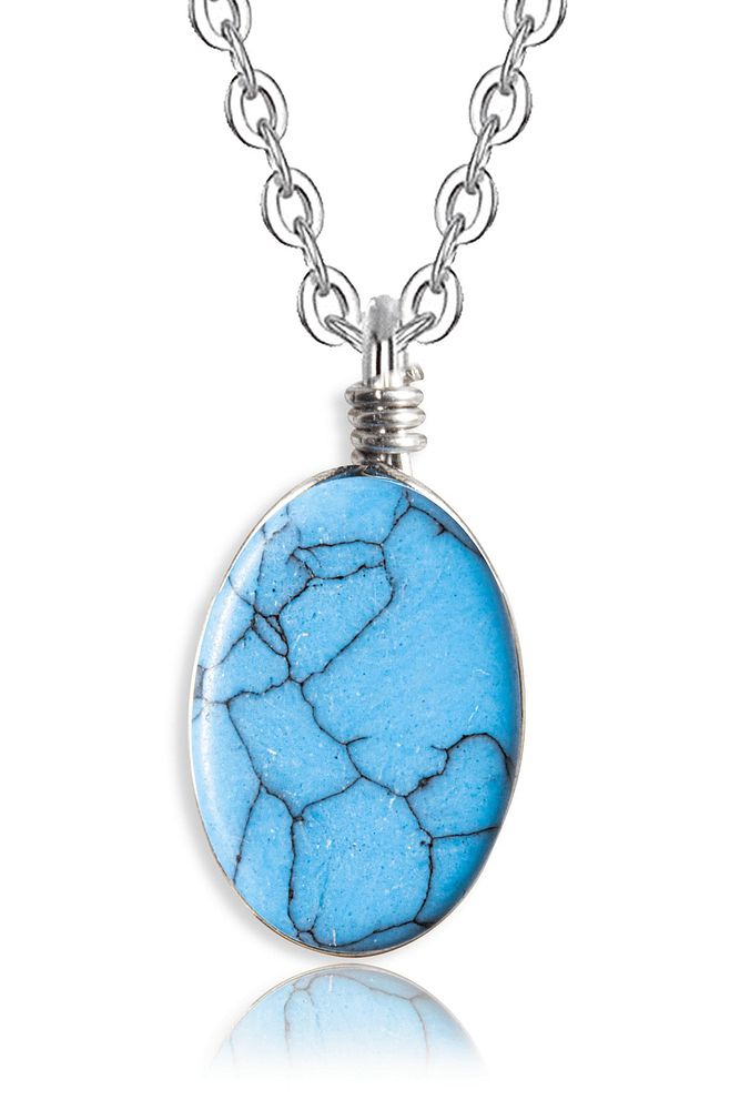 Sertifikalı Kibar Doğal Firuze Turkuaz Taşı Doğal Taş Kolye