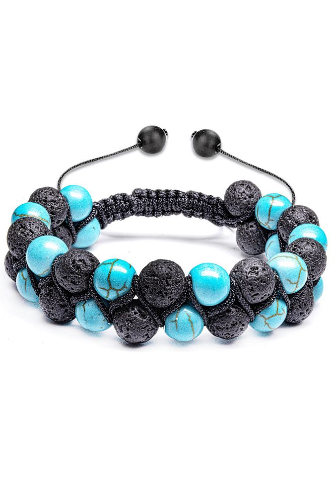 Sertifikalı Yüksek Kalite Doğal Firuze Turkuaz Volkanik Lav Taşı Doğal Taş Bileklik