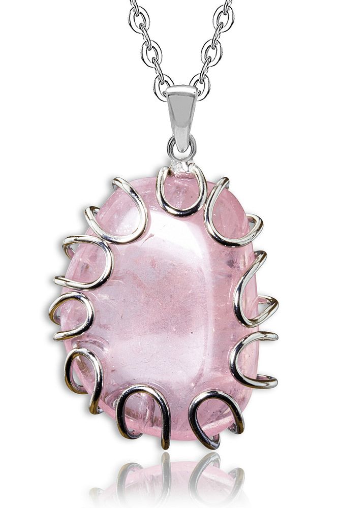 Sertifikalı Yüksek Kalite El Örmesi Doğal Pembe Kuvars Taşı Doğal Taş Kolye