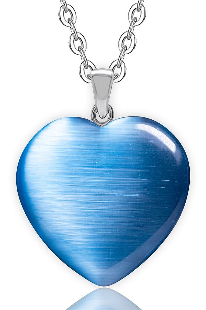 Sertifikalı Kalp Model Gerçek Doğal Mavi Akik Taşı Kolye