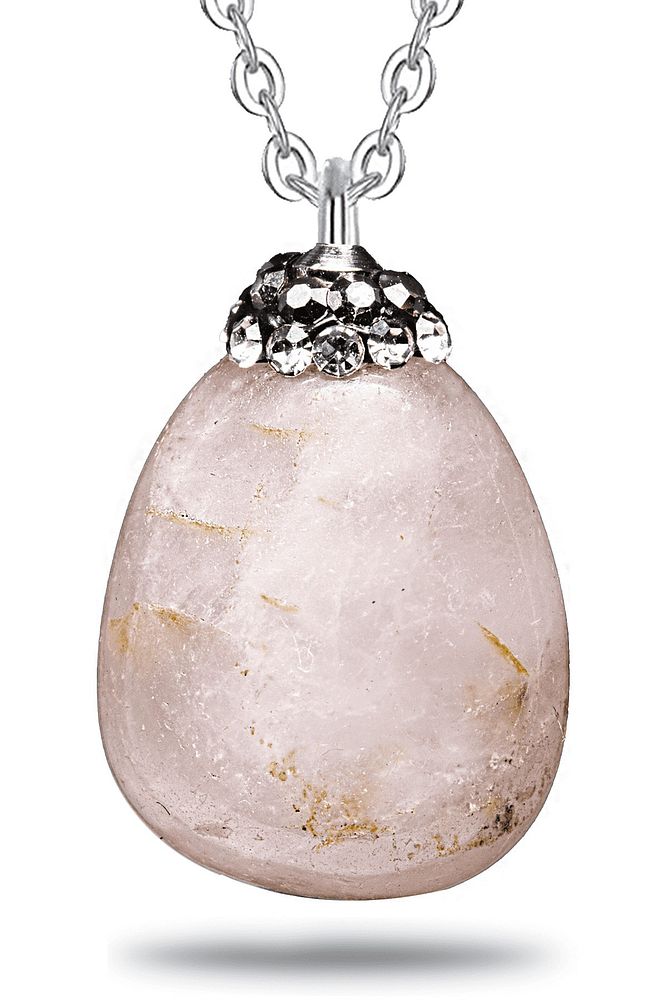 Sertifikalı Zirkonlu Beyaz Doğal Kuvars Taşı Kolye