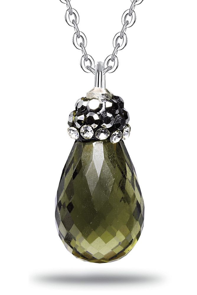 Sertifikalı Zirkonlu Doğal Dumanlı Kuvars Taşı Kolye