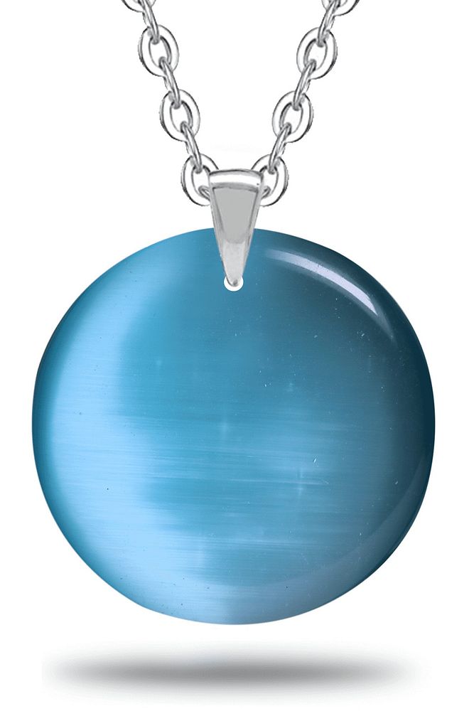 Sertifikalı Yuvarlak Doğal Mavi Akik Taşı Kolye
