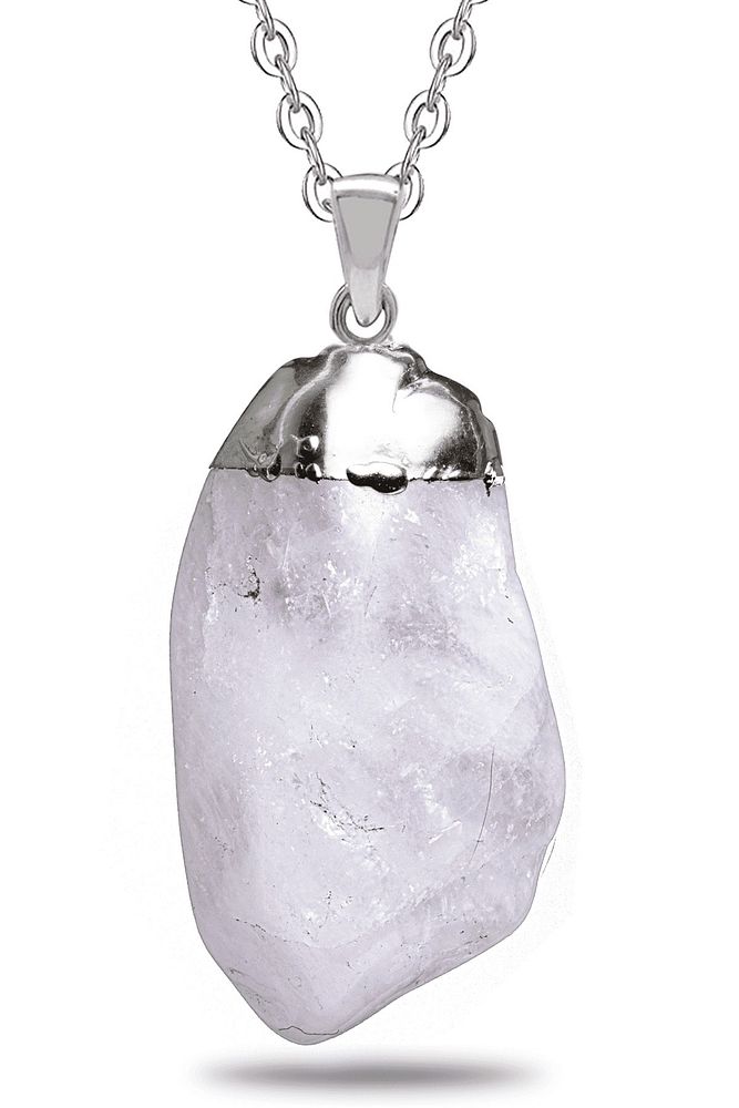 Sertifikalı Ham Işlenmemiş Doğal Beyaz Kuvars Taşı Kolye