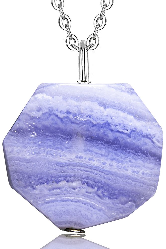 Sertifikalı Doğal Mavi Damarlı Kalsedon Taşı Kolye